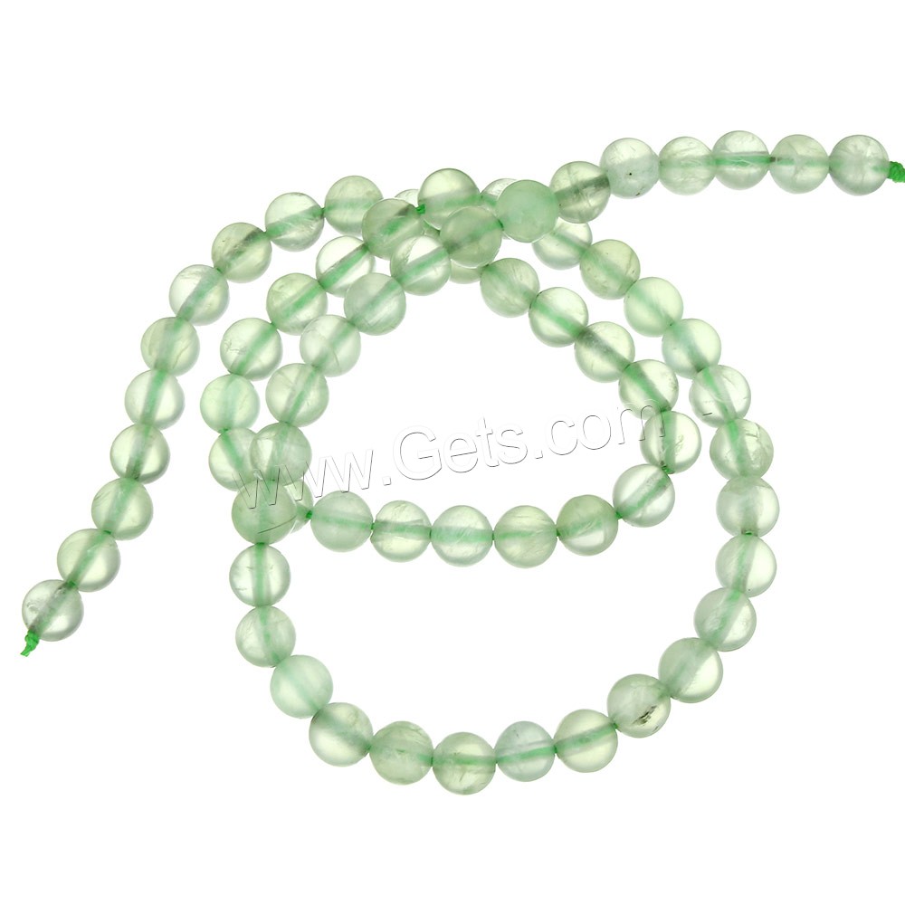 Prehnit-Perlen, Prehnit, rund, verschiedene Größen vorhanden, Bohrung:ca. 1-2mm, Länge:ca. 16 ZollInch, verkauft von Strang