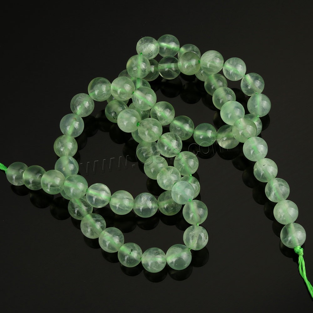 Prehnit-Perlen, Prehnit, rund, verschiedene Größen vorhanden, Bohrung:ca. 1-2mm, Länge:ca. 16 ZollInch, verkauft von Strang