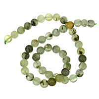 Prehnit-Perlen, Prehnit, rund, verschiedene Größen vorhanden, Bohrung:ca. 1-2mm, Länge:ca. 15 ZollInch, verkauft von Strang
