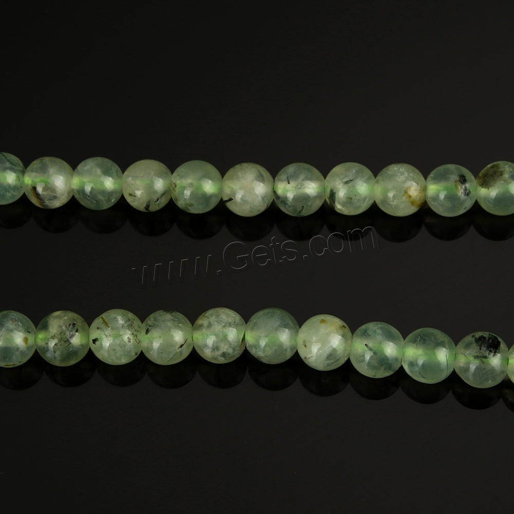 Prehnit-Perlen, Prehnit, rund, verschiedene Größen vorhanden, Bohrung:ca. 1-2mm, Länge:ca. 15 ZollInch, verkauft von Strang