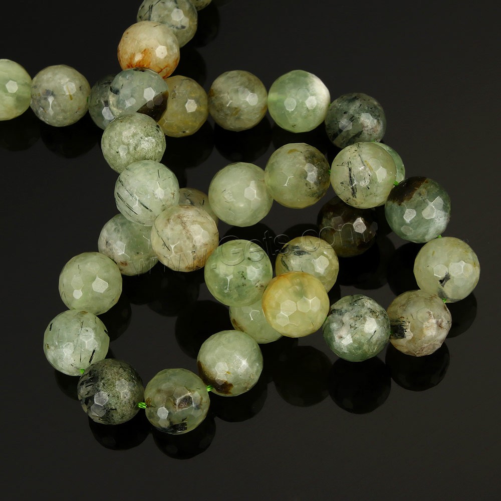 Prehnit-Perlen, Prehnit, rund, verschiedene Größen vorhanden & facettierte, Bohrung:ca. 1-2mm, Länge:ca. 15 ZollInch, verkauft von Strang