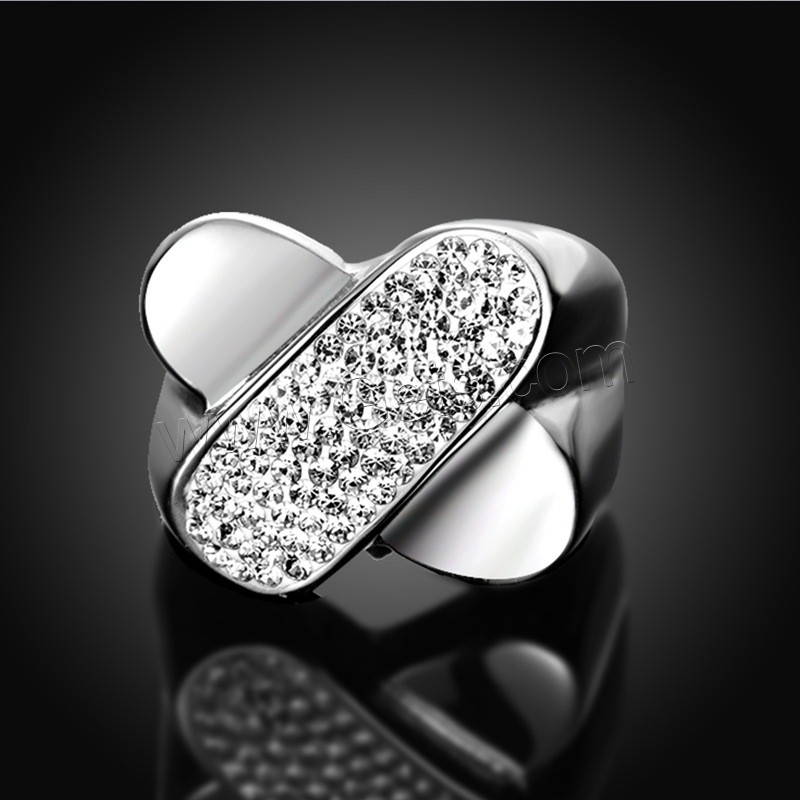 Newegg® Finger Ring, Stainless Steel, with Rhinestone Clay Pave, Letter X, different size for choice & for woman, original color, 22x20mm, Sold By PC
