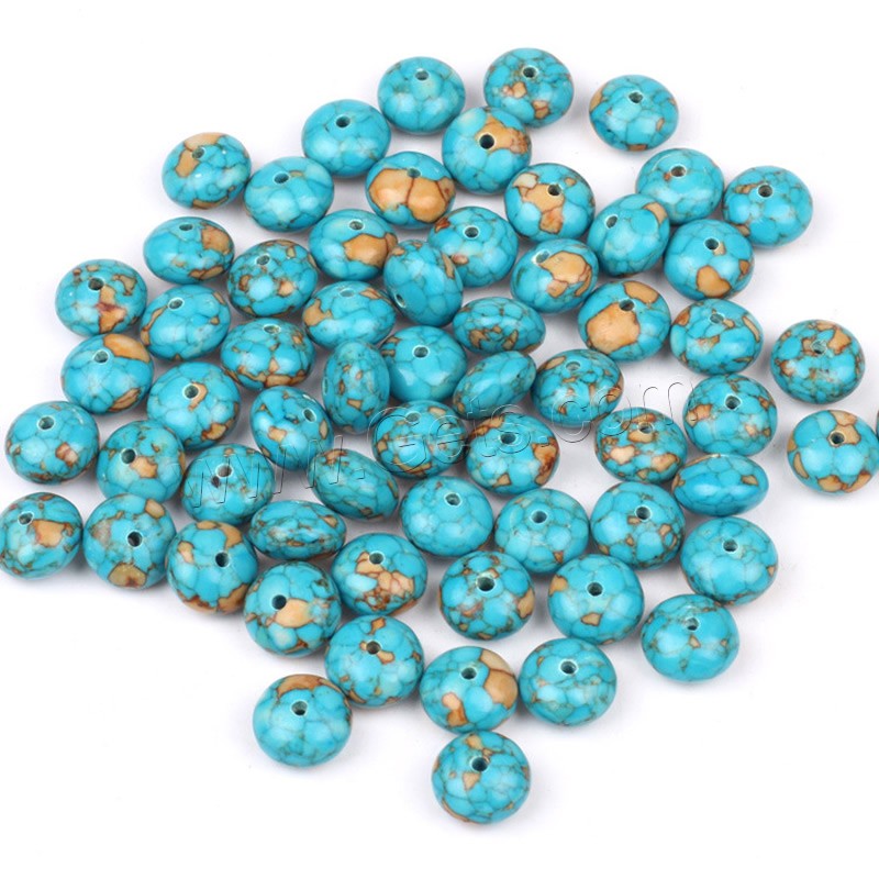 Mosaik Türkis Perlen, Rondell, synthetisch, verschiedene Größen vorhanden, keine, Bohrung:ca. 1-2mm, verkauft von PC