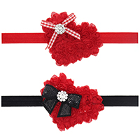 Fashion Baby Headband, Chiffon, with nylon elastic cord & Plastic Sequin & Zinc Alloy, Heart, platinum color plated, elastic & for children & Christmas jewelry & with rhinestone Approx 15 Inch 