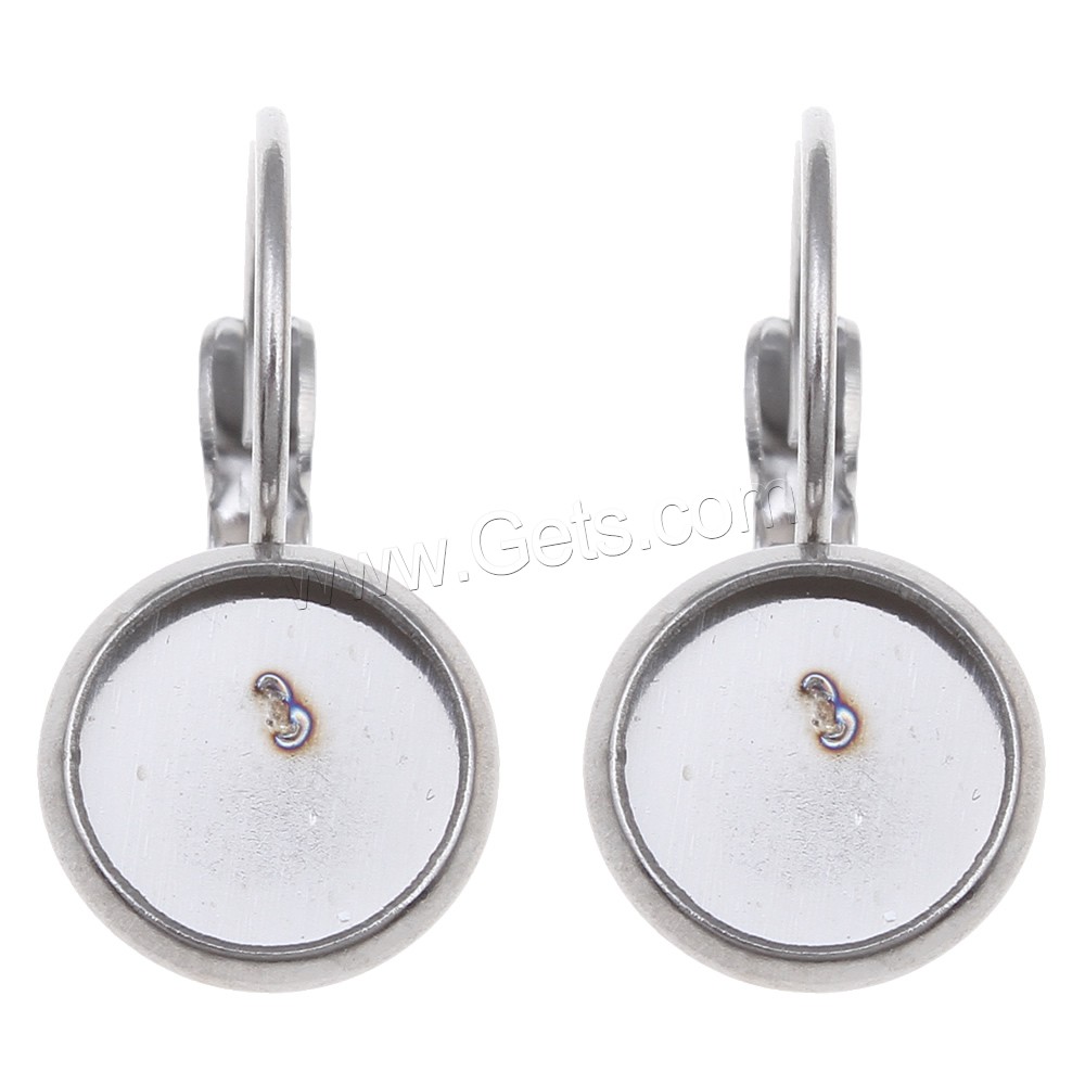 Stainless Steel Lever Back Earring Component, Flat Round, different size for choice, original color, 200PCs/Bag, Sold By Bag