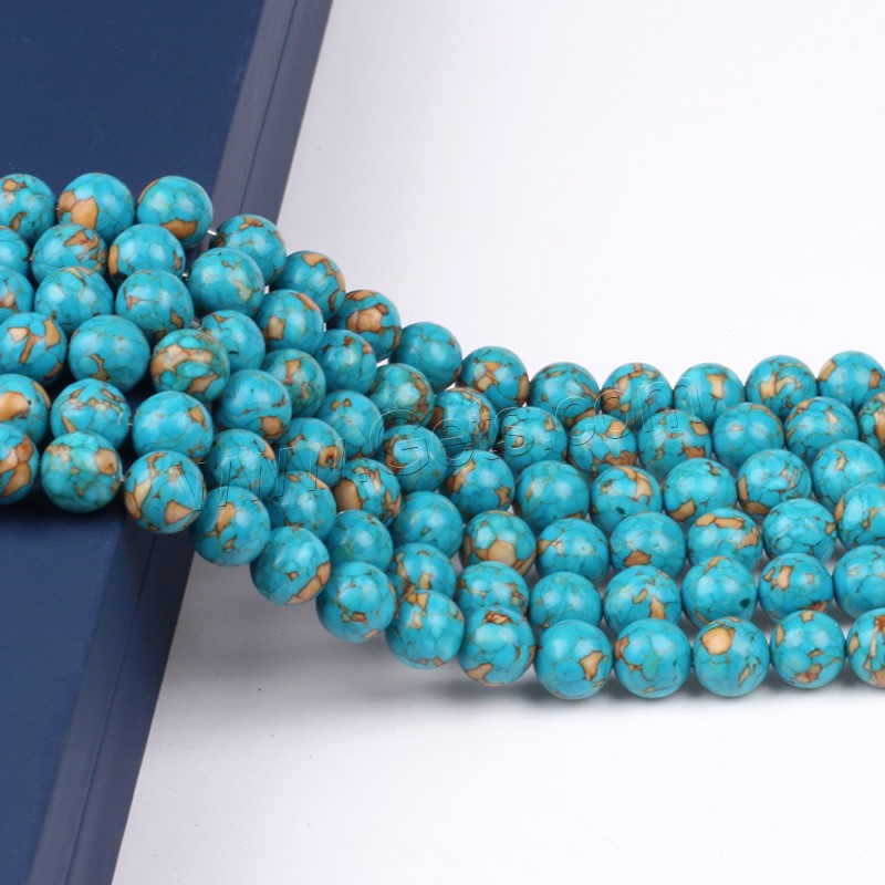 Mosaic Turquoise Beads, Round, synthetic, different size for choice, more colors for choice, Hole:Approx 1-2mm, Length:Approx 15 Inch, Sold By Strand