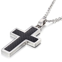 Stainless Steel Cross Pendants, with Fiber, for man, original color Approx 