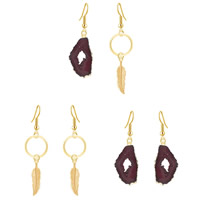 Resin Zinc Alloy Earring, with Resin, iron earring hook, gold color plated, imitation druzy quartz lead & cadmium free, 58mm, 70mm 