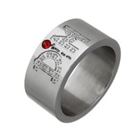 Men Stainless Steel Ring in Bulk & with letter pattern & for man & with rhinestone, original color, 1.6mm 