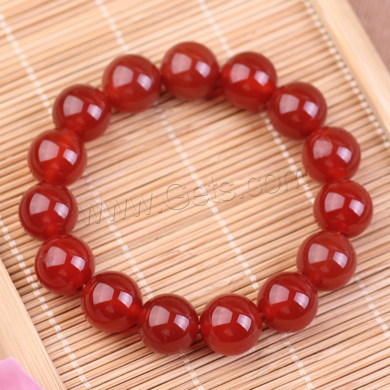Red Agate Bracelets, Round, natural, Unisex & different size for choice, Length:Approx 7.5 Inch, Sold By Strand