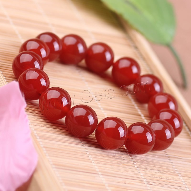 Red Agate Bracelets, Round, natural, Unisex & different size for choice, Length:Approx 7.5 Inch, Sold By Strand