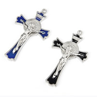 Zinc Alloy Cross Pendants, Crucifix Cross, platinum color plated, Christian Jewelry & with letter pattern & enamel lead & cadmium free, 75mm Approx 2mm 