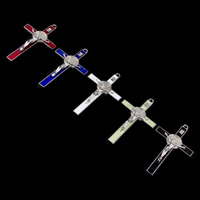 Zinc Alloy Cross Pendants, Crucifix Cross, platinum color plated, Christian Jewelry & with letter pattern & enamel lead & cadmium free, 125mm Approx 3mm 