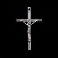 Pendentifs croix en alliage de zinc  , Crucifix, Placage de couleur platine, bijoux Christian, sans plomb et cadmium, 45mm Environ 2mm, Vendu par PC