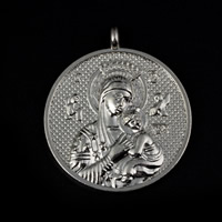 Zinc Alloy Flat Round Pendants, platinum color plated, Christian Jewelry, lead & cadmium free, 45mm Approx 2mm 