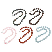 Edelstein Halsketten, Messing Karabinerverschluss, rund, verschiedenen Materialien für die Wahl, 12mm, Länge:ca. 18.5 ZollInch, verkauft von Strang