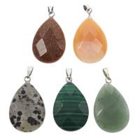 Mixed Gemstone Pendants, with brass bail, faceted Approx 