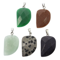 Mixed Gemstone Pendants, with brass bail, natural, faceted Approx 