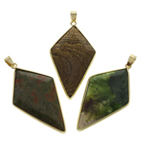 Gemstone Jewelry Pendant, with Brass, Rhombus, gold color plated, natural Approx 