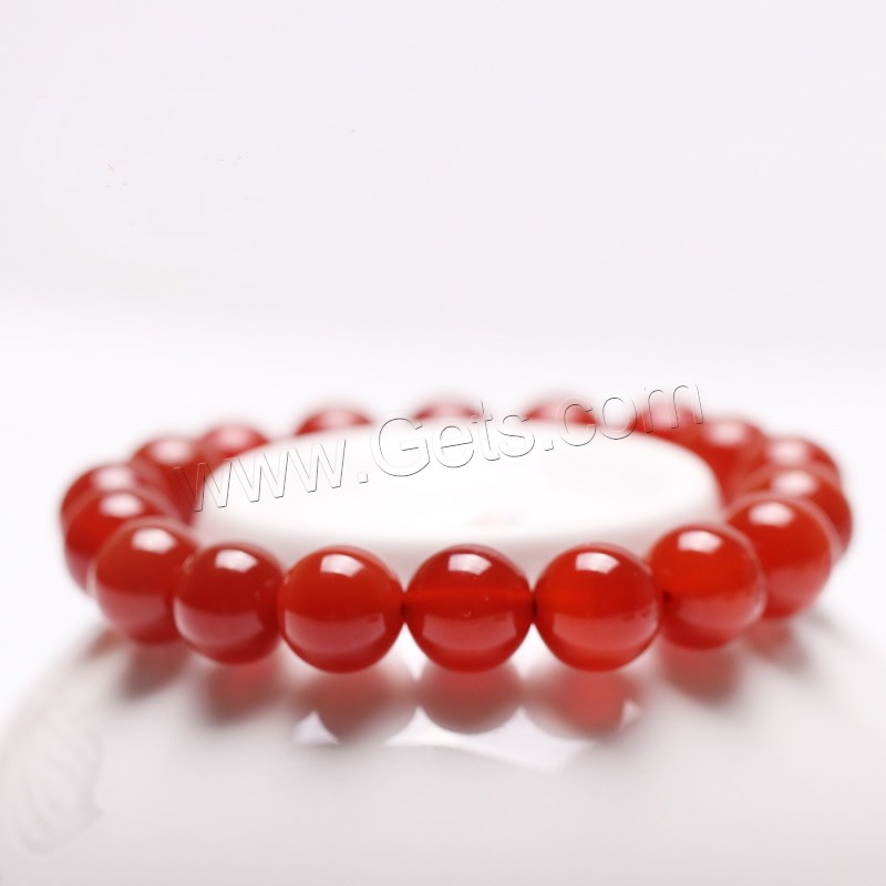 Red Agate Bracelets, Round, natural, different size for choice, Length:Approx 7 Inch, Sold By Strand
