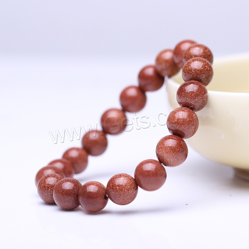 Goldstone Bracelet, Round, different size for choice, Length:Approx 7 Inch, Sold By Strand