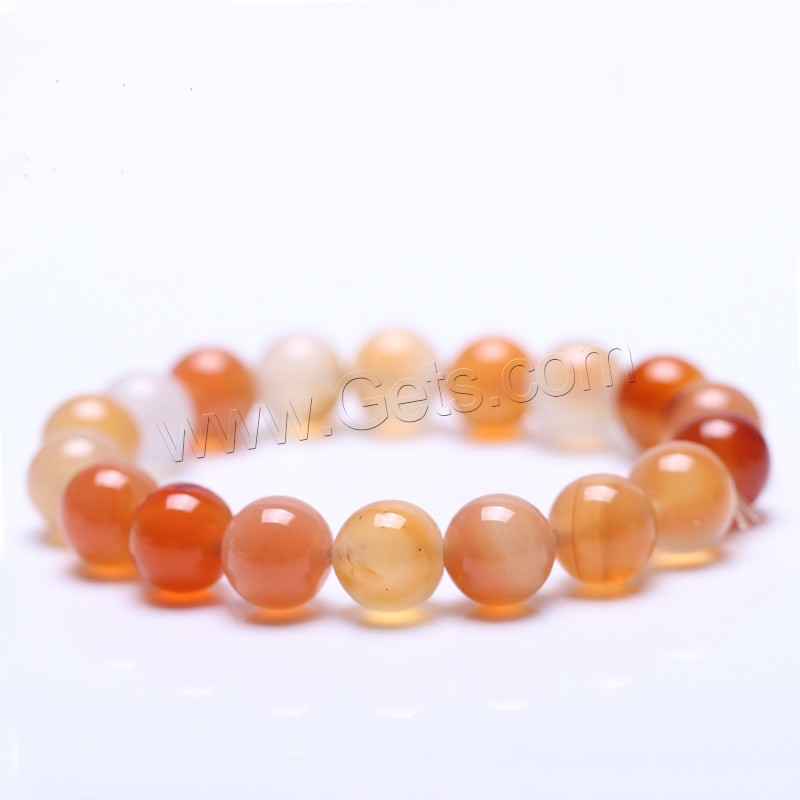 Lace Agate Bracelets, Round, natural, different size for choice, reddish orange, Length:Approx 6.5 Inch, Sold By Strand