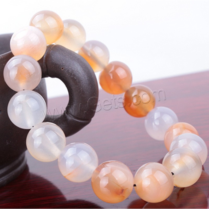 Lace Agate Bracelets, Round, natural, different size for choice, reddish orange, Length:Approx 6.5 Inch, Sold By Strand