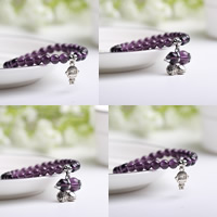 Amethyst Bracelet, with Zinc Alloy, platinum color plated, February Birthstone & charm bracelet 6mm Approx 6.5 Inch 
