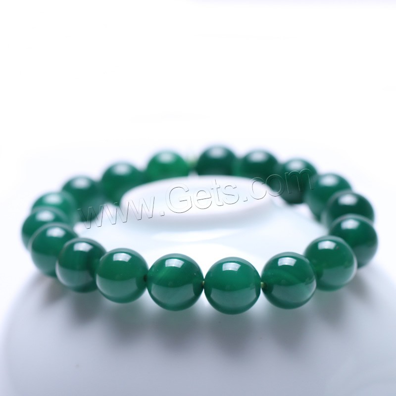Agate Bracelets en vert, agate verte, Rond, naturel, normes différentes pour le choix, Longueur:Environ 7 pouce, Vendu par brin
