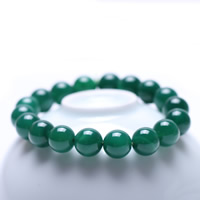 Agate Bracelets en vert, agate verte, Rond, naturel, normes différentes pour le choix Environ 7 pouce, Vendu par brin