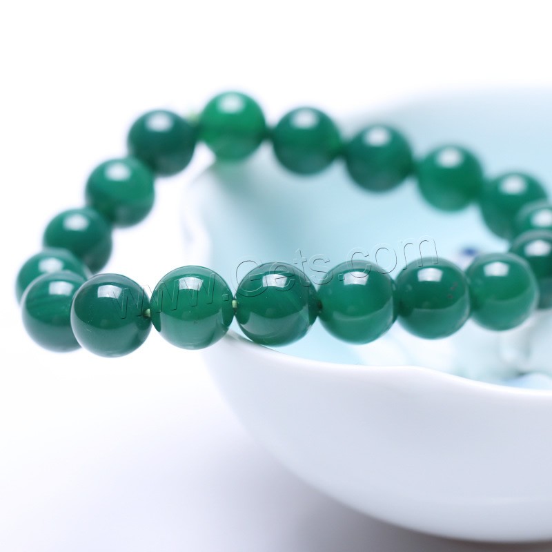 Green Agate Bracelets, Round, natural, different size for choice, Length:Approx 7 Inch, Sold By Strand