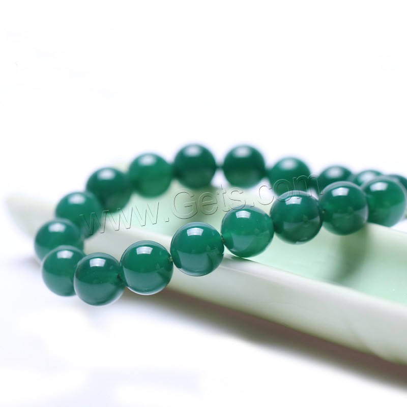 Green Agate Bracelets, Round, natural, different size for choice, Length:Approx 7 Inch, Sold By Strand