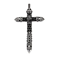 Colgantes de Cruces de acero inoxidable, Cruz de espada, con diamantes de imitación & ennegrezca, 36x60x8mm, agujero:aproximado 3.5x4mm, Vendido por UD