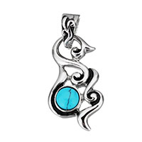 Stainless Steel Pendants, with Synthetic Turquoise, blacken Approx 