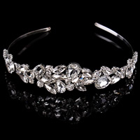 Bridal Tiaras, Zinc Alloy, with Crystal, silver color plated, for bridal & faceted & with rhinestone, lead & cadmium free, 160mm 