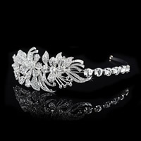 Bridal Tiaras, Zinc Alloy, with Crystal, Flower, silver color plated, for bridal & faceted & with rhinestone, lead & cadmium free 