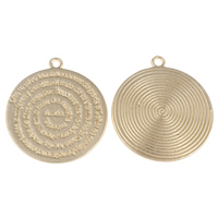 Zinc Alloy Flat Round Pendants, KC gold color plated, with letter pattern, nickel, lead & cadmium free Approx 3mm 