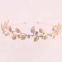 Bridal Hair Band, Zinc Alloy, Leaf, rose gold color plated, handmade & for bridal & with rhinestone, lead & cadmium free 