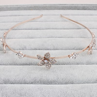 Bridal Hair Band, Zinc Alloy, Flower, rose gold color plated, handmade & for bridal & with rhinestone, lead & cadmium free 