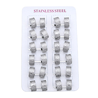 Stainless Steel Huggie Hoop Earring, frosted, original color 