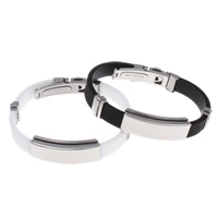 Silicone Stainless Steel Bracelets, with Silicone, with letter pattern Approx 7.5 Inch 