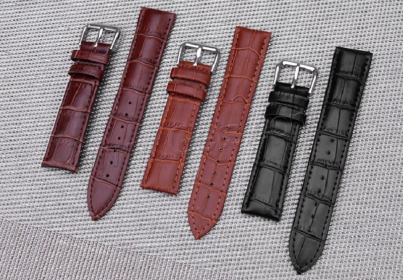 ステンレス鋼腕時計バンド, 牛皮革, ステンレス ピンバックル, 異なるサイズの選択, 無色, 売り手 セット