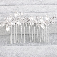 Bridal Decorative Hair Comb, Zinc Alloy, with Crystal, Flower, platinum color plated, handmade & for bridal & faceted & with rhinestone, lead & cadmium free 