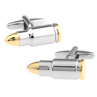 Brass Cufflinks, Bullet, plated, two tone, nickel, lead & cadmium free, 10-20mm 