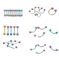 316L Stainless Steel Body Piercing Jewelry Set, colorful plated, Unisex & mixed 