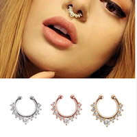 Zinc Alloy Nose Piercing Jewelry, plated, with cubic zirconia, mixed colors, 10mm 