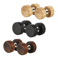 Stainless Steel Fake Plug, 316L Stainless Steel, with Wood mixed colors 