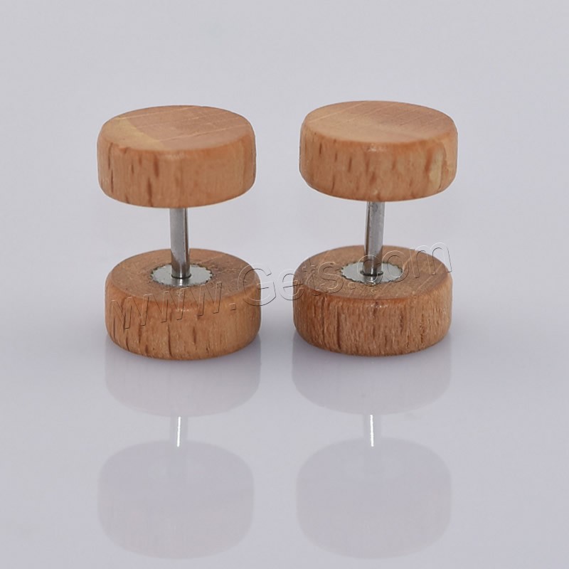 Stainless Steel Fake Plug, 316L Stainless Steel, with Wood, different size for choice, mixed colors, Sold By Pair