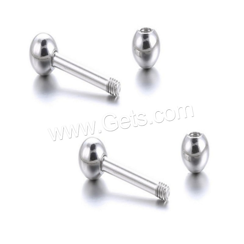 Stainless Steel Tongue Ring, 316L Stainless Steel, different size for choice, original color, Sold By PC