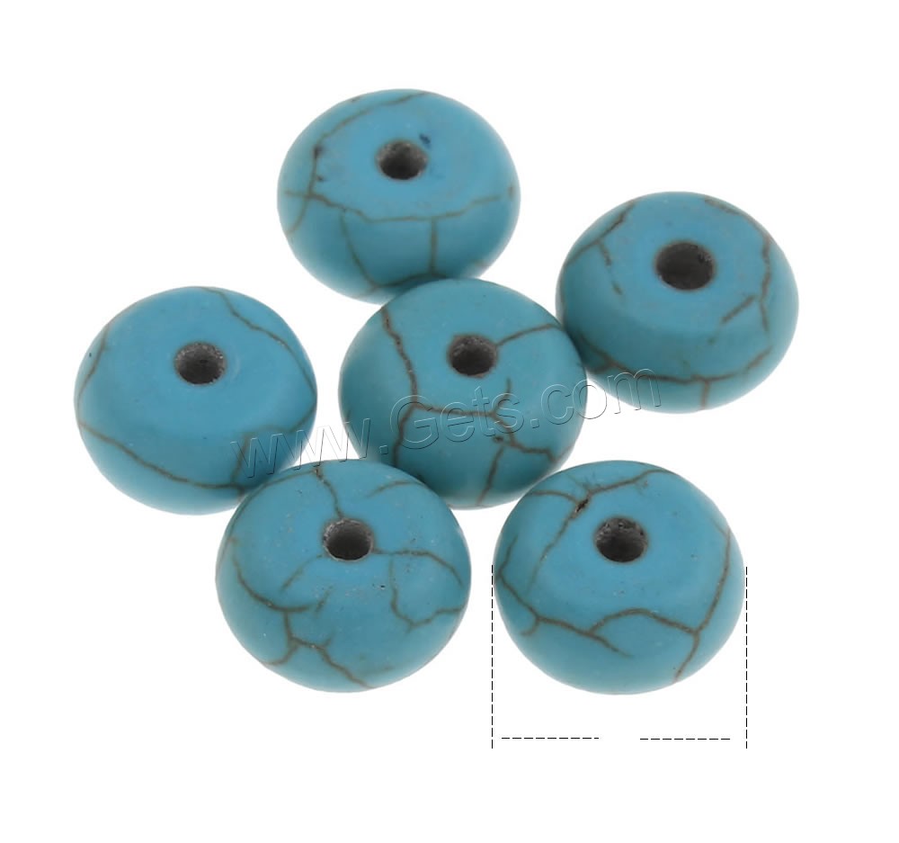 Synthetische Türkis Perlen, Trommel, verschiedene Größen vorhanden, keine, Bohrung:ca. 1mm, verkauft von Tasche
